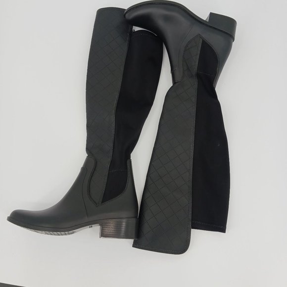 BERNARDO WOMENS  EVE QUILTED BLACK RUBBER RAIN BOOTS SIZE 8 - Picture 12 of 12